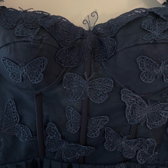 AO YAN Navy Lace Butterfly Corset Formal Prom Dress size S* NWT - Picture 3 of 13